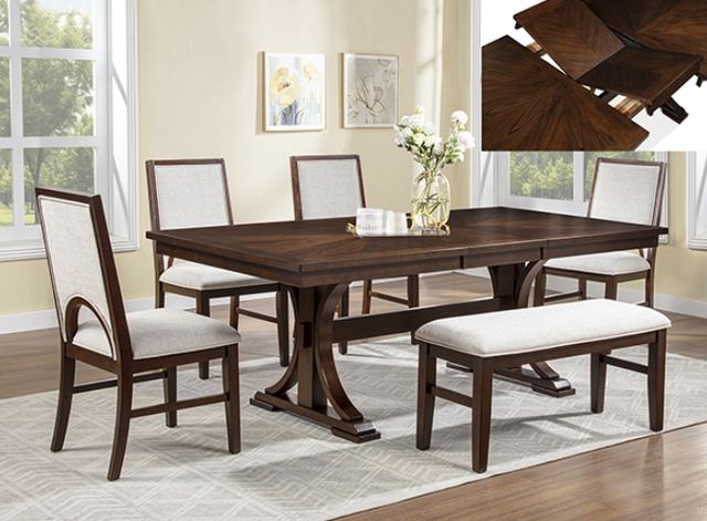 Crown Mark Hamil Brown/White Dining Bench-1