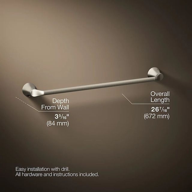 KOHLER® Simplice® Vibrant Brushed Nickel 24" Towel Bar-2