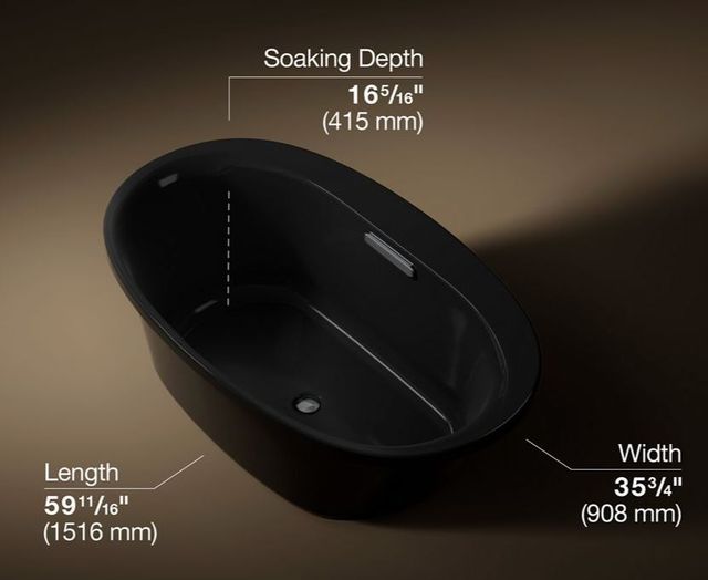 KOHLER® Underscore® Black 59.75" x 35.75" Drop-In/Undermount Bath-2