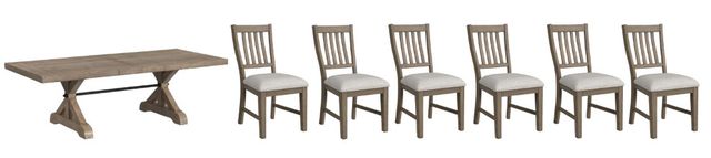 Elements International Yellowstone 7-Piece Gray/Medium Brown Dining Set-0