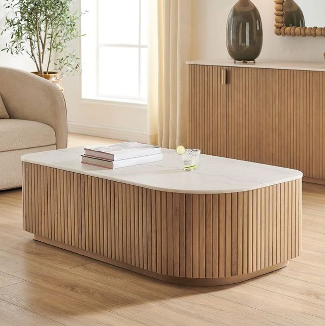 Uttermost® Arik Natural/White Marble Top Coffee Table-2