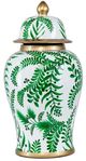 A & B Home Green/White Ginger Jar-1