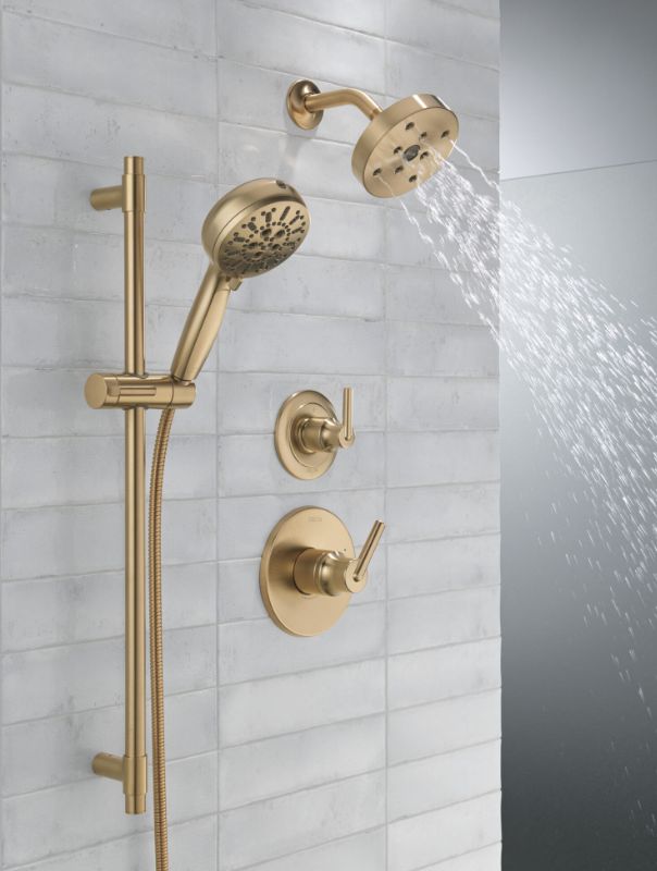 Delta Lumicoat® Champagne Bronze 7-Setting Slide Bar Hand Shower with Cleaning Spray-1