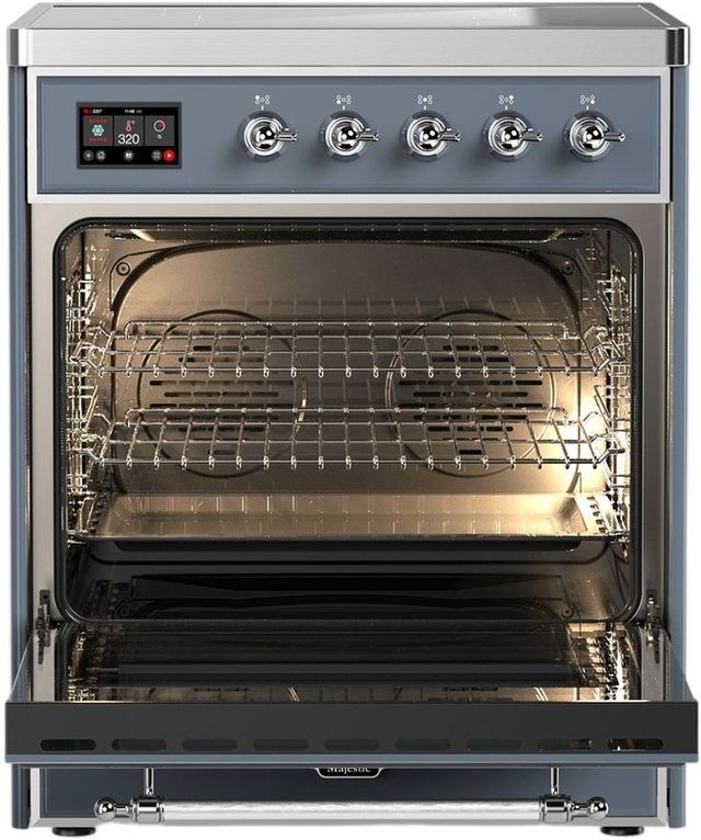 Ilve® Majestic III 30" Blue Gray Pro Style Induction Range with Triple Glass Door and Chrome Trim-1