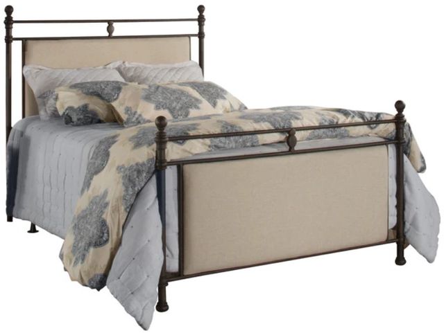HH2 Home Asley Rustic Brown/Stone Colored King Upholstered Panel Bed-0
