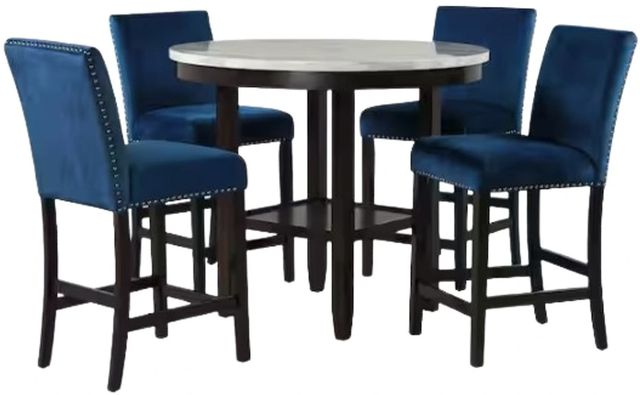 New Classic® Home Furnishings Celeste 5-Piece Blue/Espresso Counter Dining Table Set-0