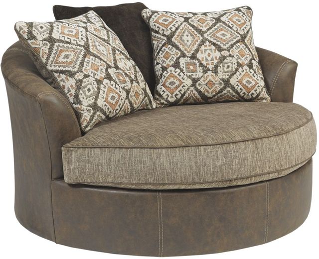 Benchcraft® Abalone Chocolate Oversized Swivel Accent Chair-0