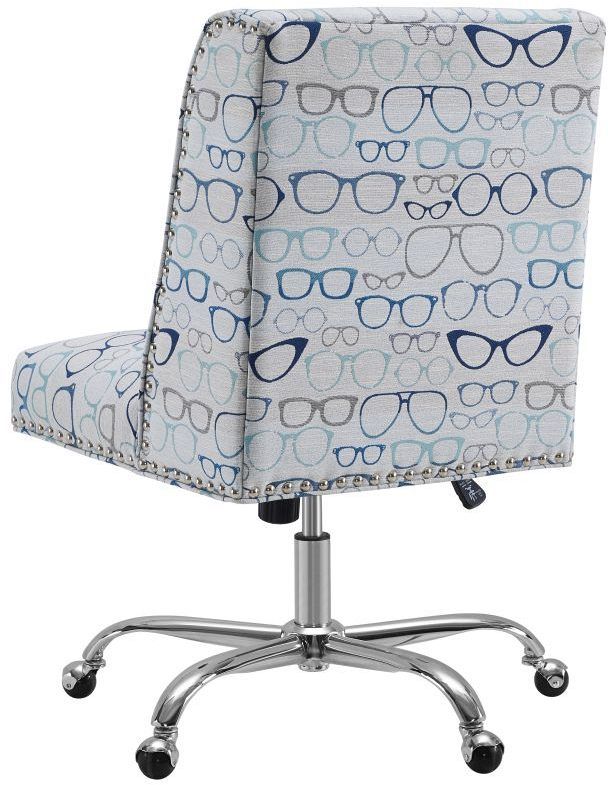 Linon Draper Chrome/White Office Chair-2