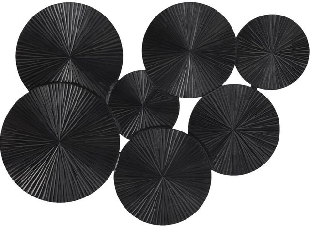 Deco Marche Black Wood Plate Carved Pinwheel White Wall Art-0
