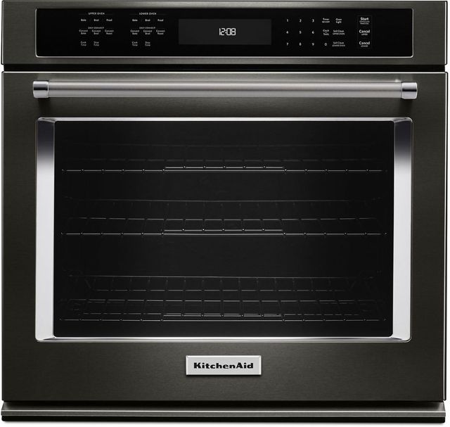 KitchenAid® 27" Black Stainless Steel with PrintShield™ Finish Electric Built In Single Oven-0
