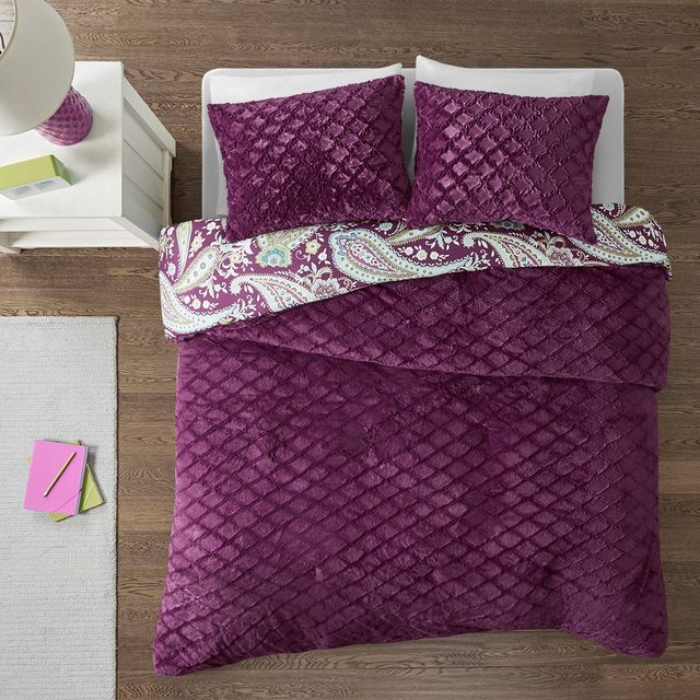 Olliix by Intelligent Design Melissa Purple Twin Reversible Comforter Mini Set-1