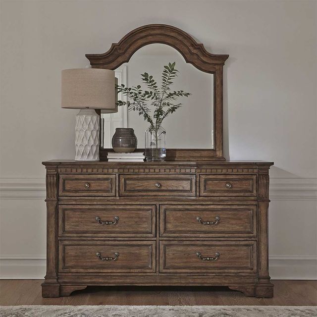Liberty Furniture Haven Hall Aged Chestnut Arched Mirror-1