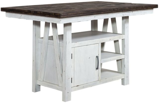 Liberty Furniture Farmhouse Brown Gathering Table with White Base-0
