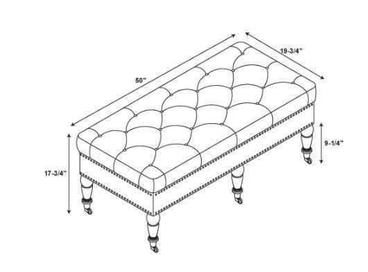 Linon Isabelle Washed Blue 50" Accent Bench-2