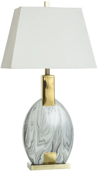 StyleCraft Norman Wyatt Home Quarry Gold /Faux Marble Table Lamp-0