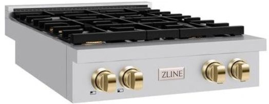 ZLINE Paramount Autograph Edition 30" Stainless Steel Gas Cooktop with Polished Gold Accents-1
