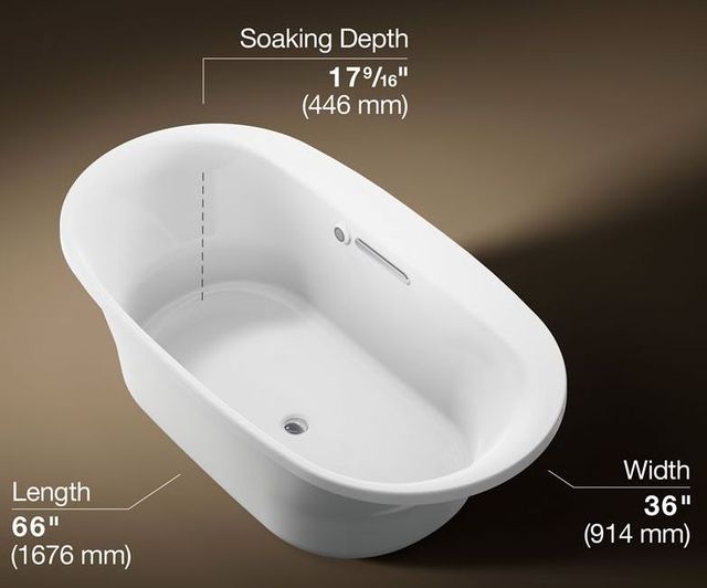 KOHLER® Underscore® White 65.5" x 35.75" Drop-In/Undermount Bath with Bask® Heated Surface-2