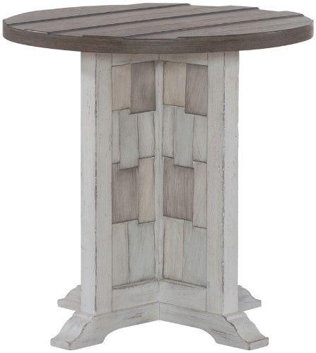 Liberty Furniture River Place Tobacco Chairside Table with Riverstone White Base-2