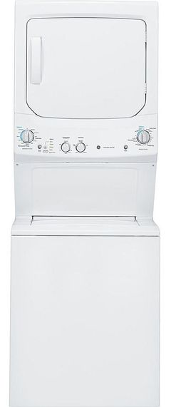 GE® Unitized Spacemaker 2.6 Cu. Ft. Washer, 4.4 Cu. Ft. Dryer White Stack Laundry