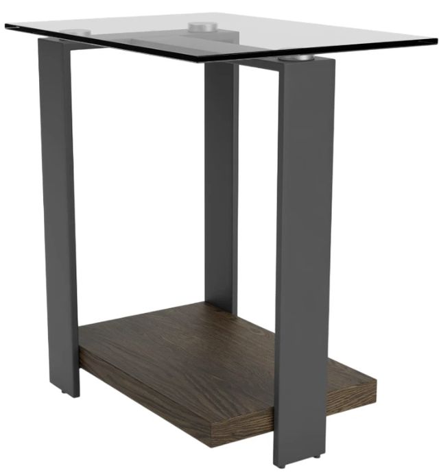 Riverside Furniture Cortland Tempered Chairside Table with Saddle Oak Base-4