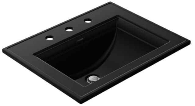 Kohler Memoirs® Stately Black 22.75" Widespread Rectangular Drop-In Bathroom Sink-0