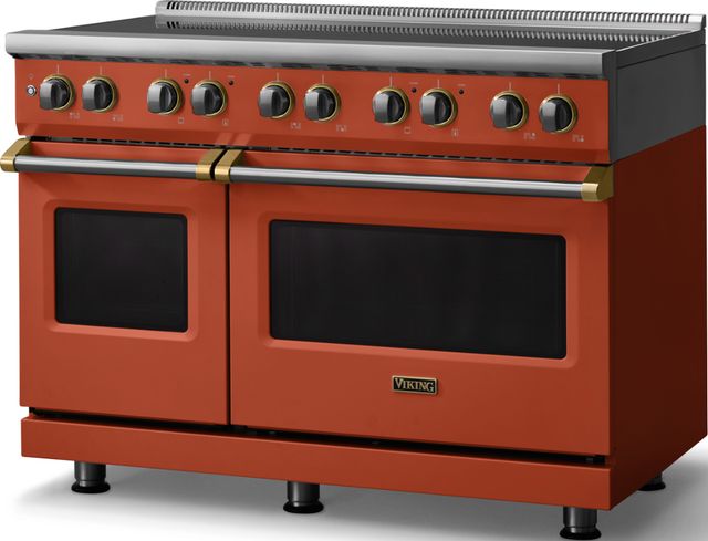 Viking® 5 Series 48" Spiced Cider Pro Style Induction Range with Brushed Brass Trim-3