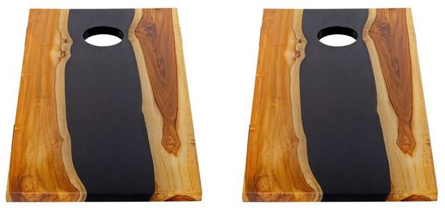 Uttermost® Clearwood Black/Brown Natural Teak Indoor-Outdoor Cornhole Game-2