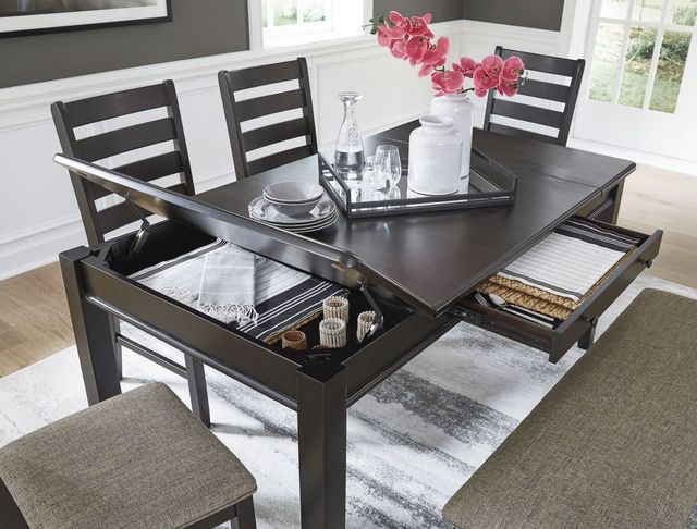 Signature Design by Ashley® Ambenrock Almost Black Storage Dining Table-3
