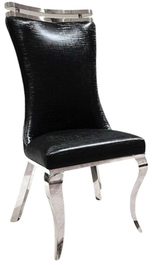 Furniture of America® Palazzo 2-Piece Black/Silver Side Chair Set-0