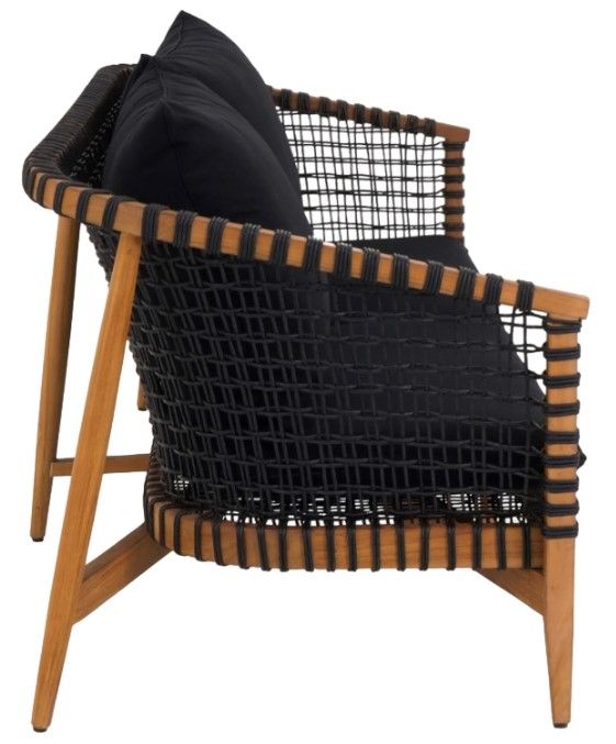 Moe's Home Collection Kuna Natural Teak Outdoor Sofa with Black Cushions-2