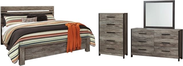 Signature Design by Ashley® Cazenfeld 4-Piece Black/Gray King Panel Bed Set-0