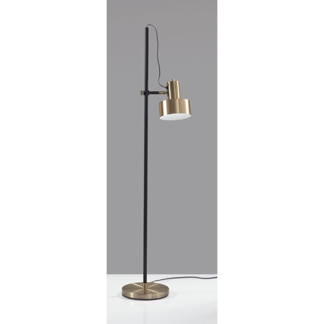 Adesso® Clayton Matte Black And Antique Brass Floor Lamp-1
