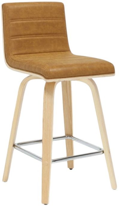 Armen Living Vienna Camel/Oak Swivel Counter Stool-0