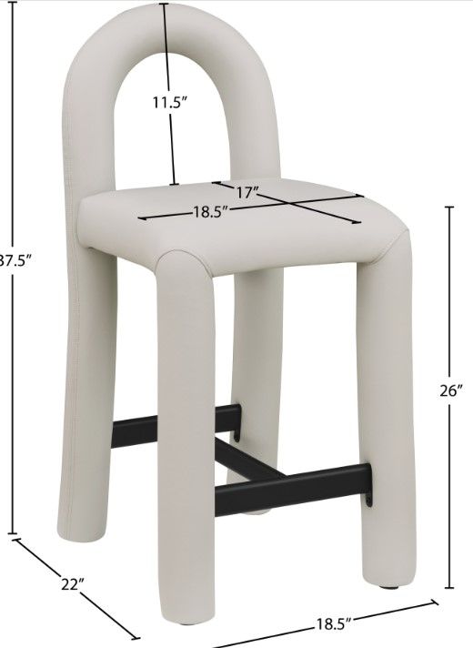 Meridian Furniture Amari Taupe Vegan Leather Upholstered Counter Stool-2