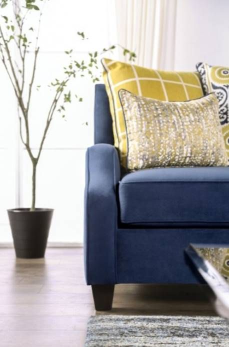 Furniture of America® West Brompton Navy Loveseat-2