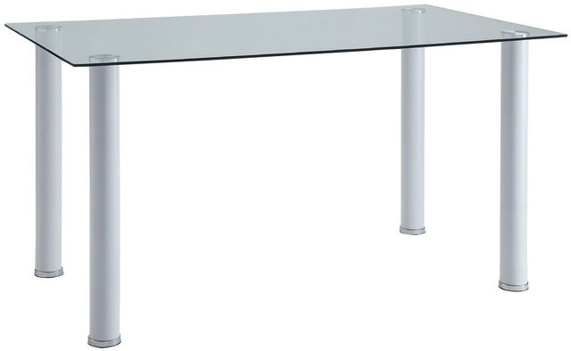 Homelegance® Florian Glass Top Dining Table with White Metal Legs -0
