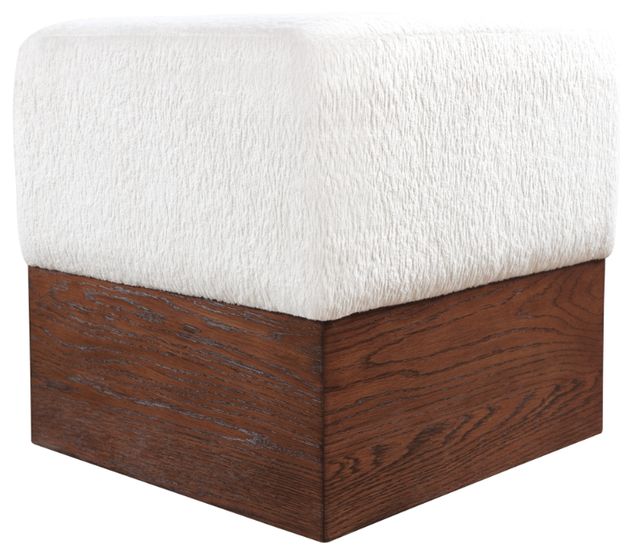 Meridian Furniture Havre Brown Walnut/Cream Upholstered Ottoman-3