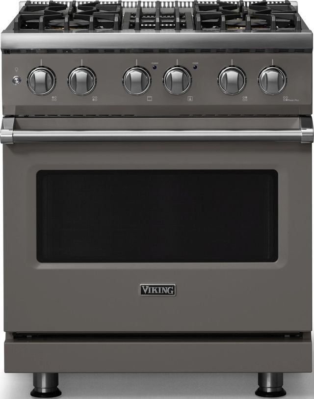 Viking® 5 Series 30" Damascus Gray Pro Style Dual Fuel (LP) Range with Polished Chrome Trim-0