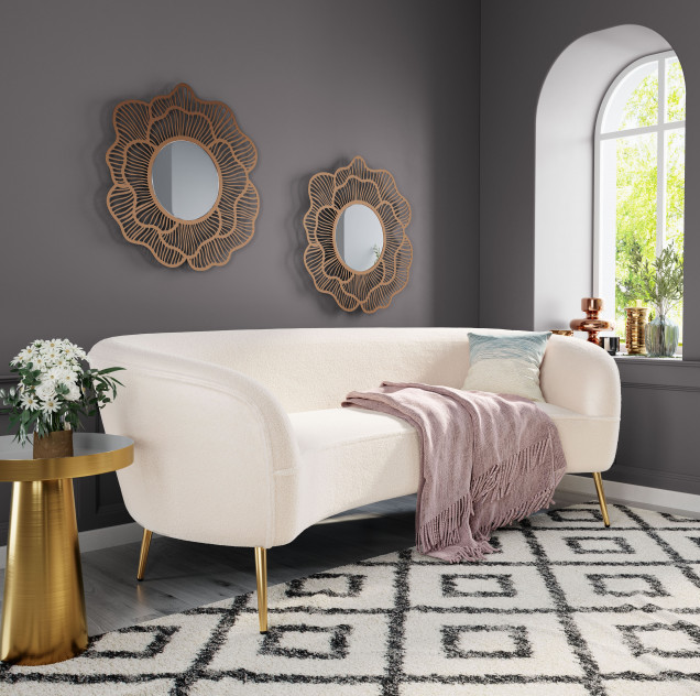 Zuo® Modern Luna White/Gold Sofa-2