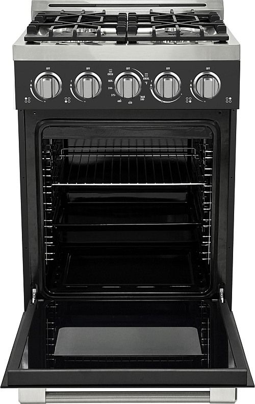 Unique® Appliances Classic Retro 24" Matte Black Slide-In Propane Gas Range-1