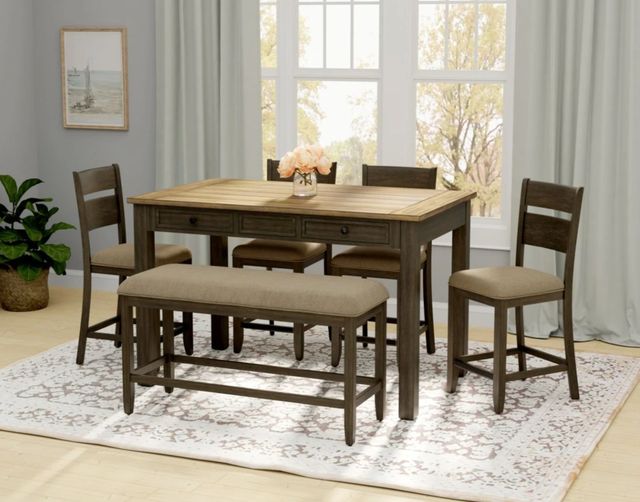 Emerald Home Sarasota 6-Piece Brown/Dark Brown Counter Table Set-1