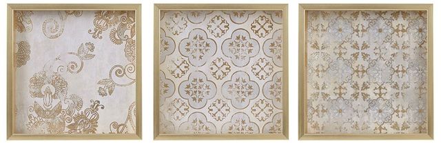 Olliix by Madison Park Golden Impressions 3 Pieces Gold Drop Lip Foil Framed Wall Art Set-0