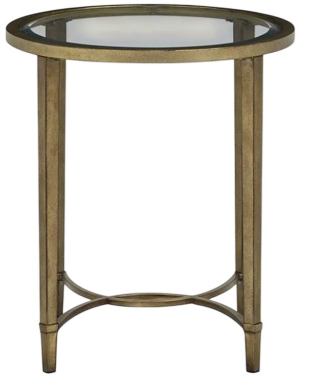 Magnussen Home® Copia Glass Top Oval End Table with Antiqued Tint Metal Base-1