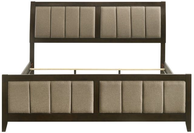 Coaster® Wilkes Brown/Dark Cocoa California King Upholstered Panel Bed-1