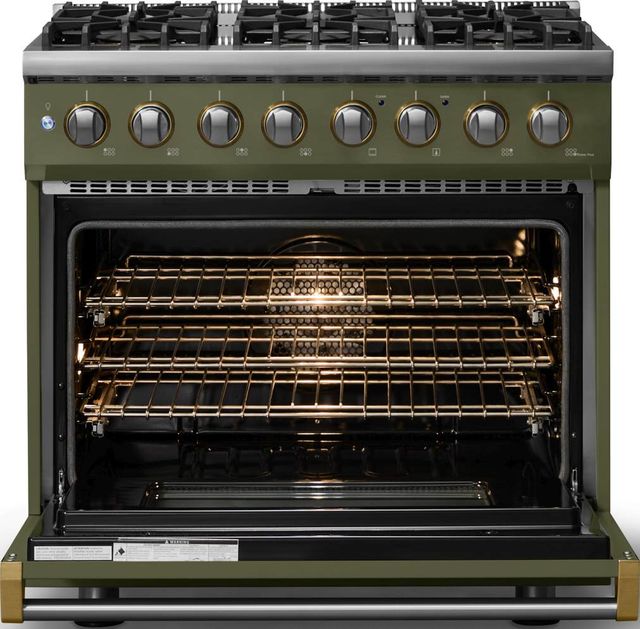 Viking® 5 Series 36" Martini Pro Style Dual Fuel (LP) Range with Brushed Brass Trim-1