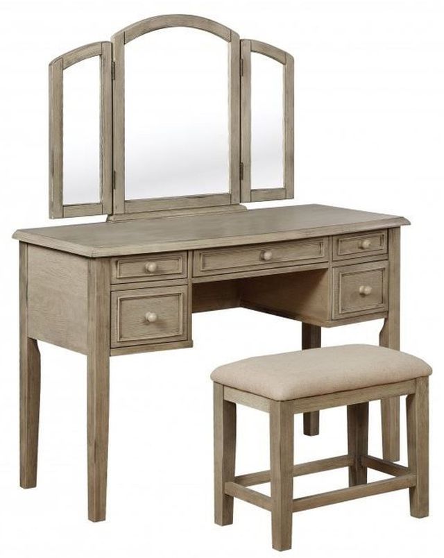 Powell® Mckay 3-Piece Grey Vanity and Bench Set-0