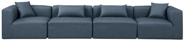 Meridian Furniture Cube 4-Piece Navy Blue Vegan Leather Modular Sofa-1