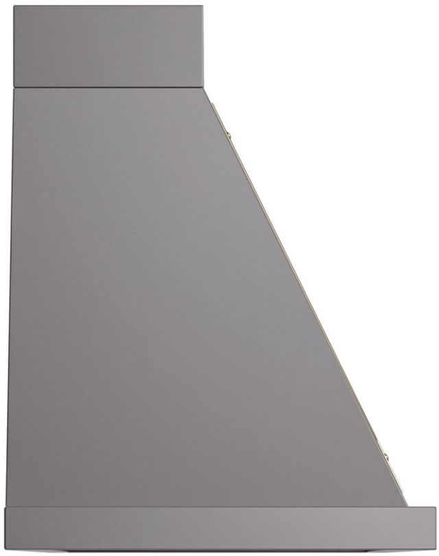 Ilve® Nostalgie II Noblesse 48" Graphite Matte Wall Mounted Range Hood with Brass Trim-2