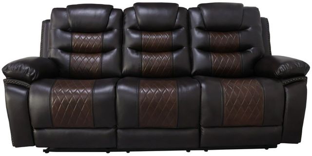 New Classic® Home Furnishings Nikko Brown Dual Manual Reclining Sofa-2
