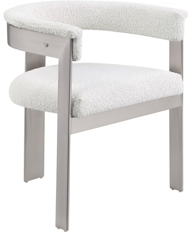 Meridian Furniture Romeo Cream/Chrome Boucle Upholstered Dining Chair-0